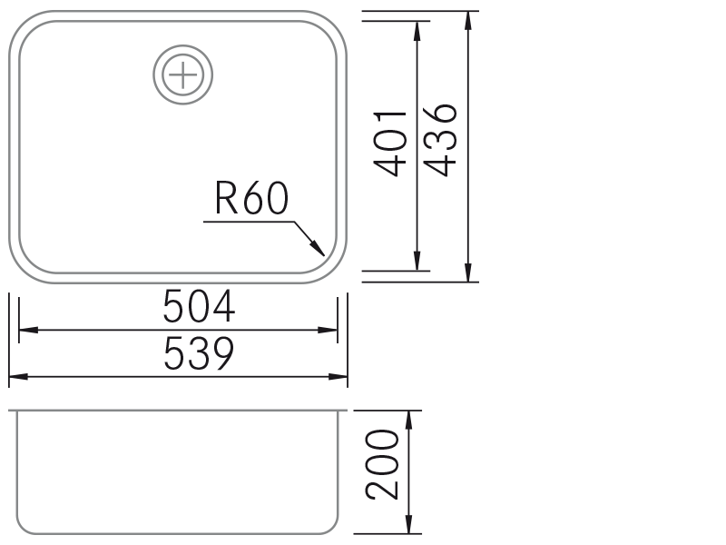 Fregaderos de cocina de diseño - BM Top-5040 - Plano técnico