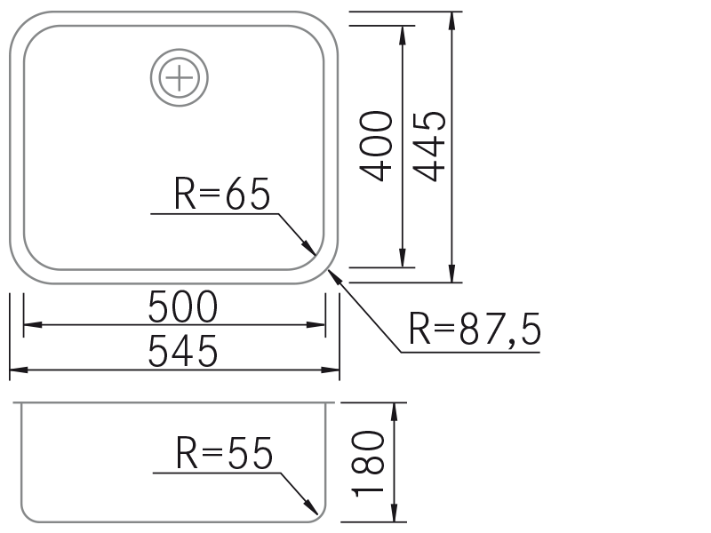 Fregaderos de cocina de diseño - ON-5040 - Plano técnico