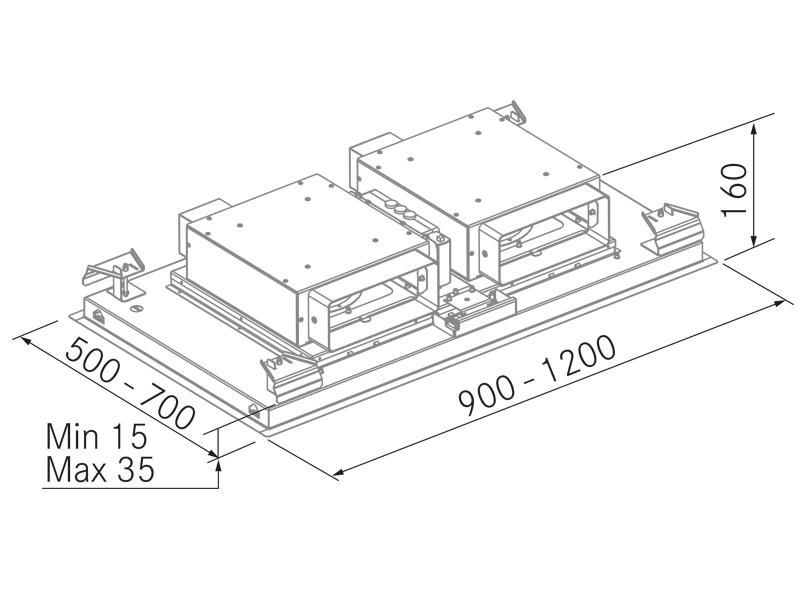 Campanas Extractoras de Cocina - Nitro 2xR700 - Plano técnico