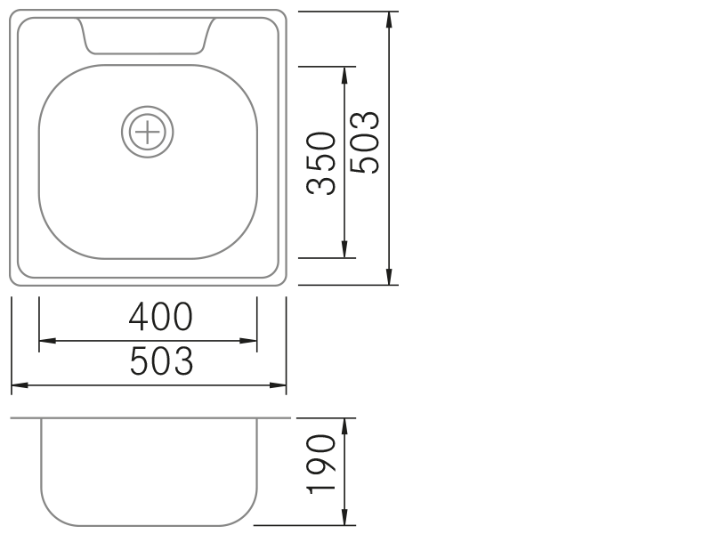 Fregaderos de cocina de diseño - EC 503 - Plano técnico