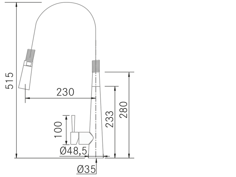 Grifos de cocina de diseño - Chef - Plano técnico
