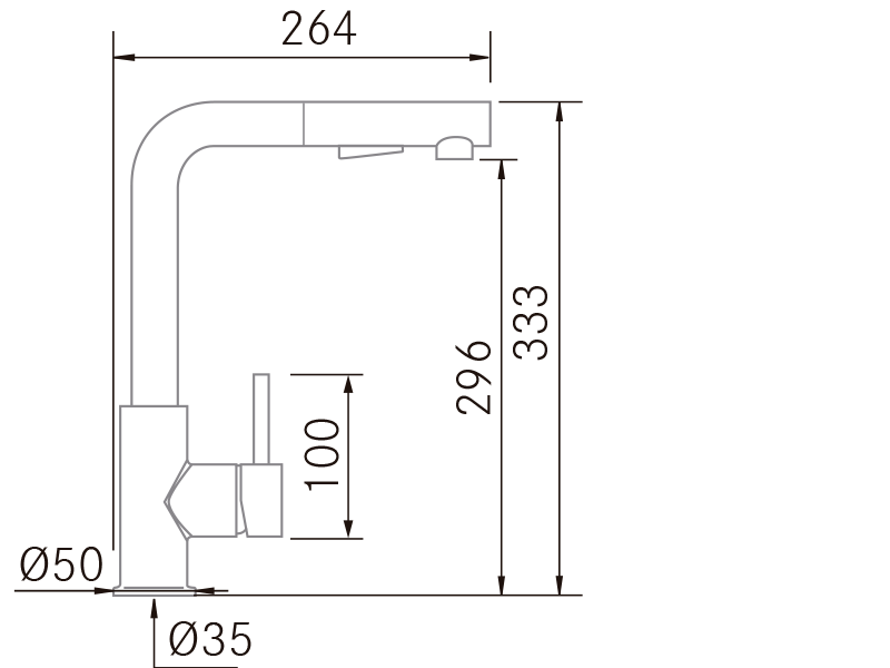 Grifos de cocina de diseño - Tap Eco - Plano técnico