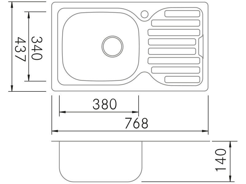 Fregaderos de cocina de diseño - EF 760 S - Plano técnico