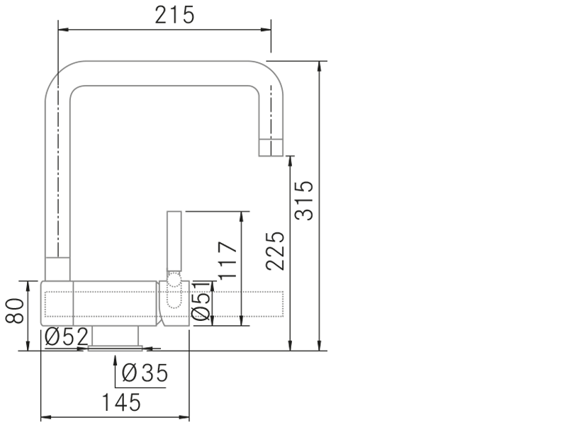 Grifos de cocina de diseño - Lean - Plano técnico