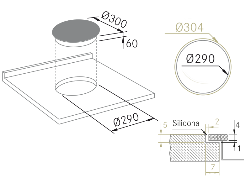 Placas de inducción de diseño - Sistema de Inducción Modular - Plano técnico