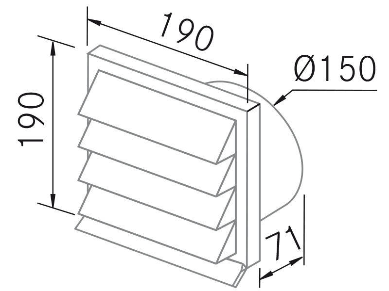 Campanas extractoras - Deflector salida exterior Ø150 - Plano técnico