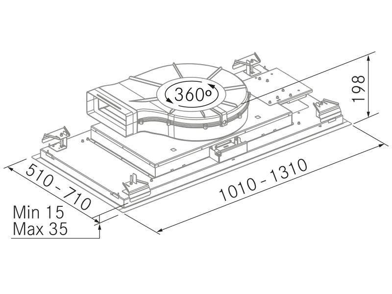 Campanas Extractoras de Cocina - Sense 360 - Plano técnico