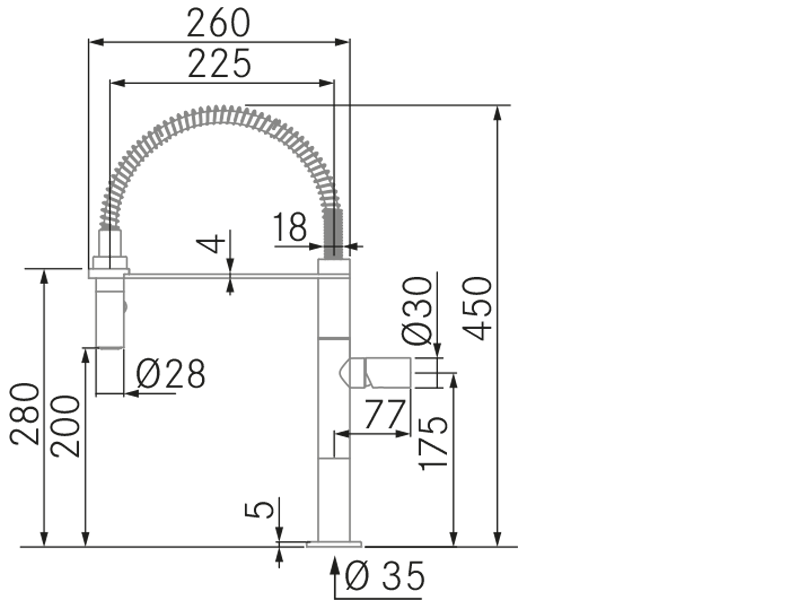 Grifos de cocina de diseño - Emy - Plano técnico