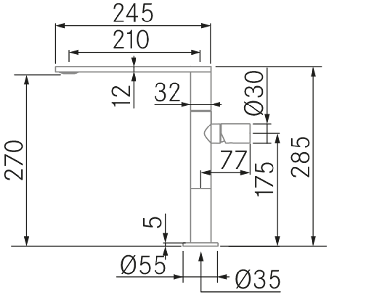 Grifos de cocina de diseño - Emy - Plano técnico