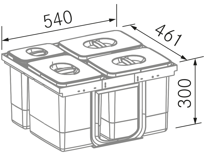 Fregaderos de cocina de diseño - Contenedores M-60 - Plano técnico