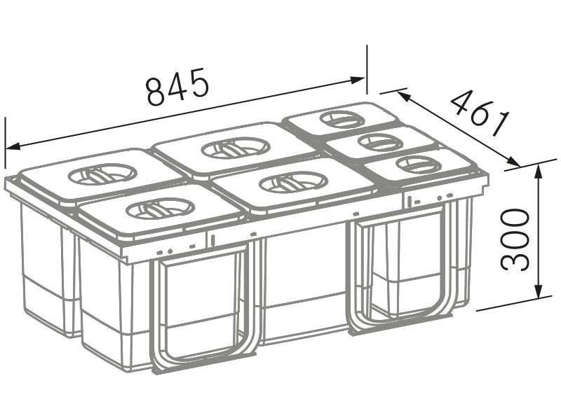 Fregaderos de cocina de diseño - Contenedores M-90 - Plano técnico