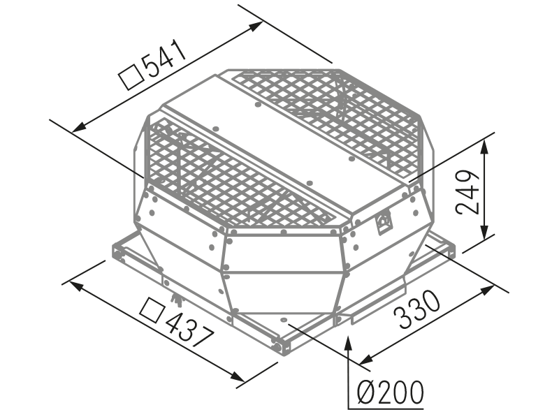 Campanas Extractoras de Cocina - Motor Tejado - TJ2000EC - Plano técnico