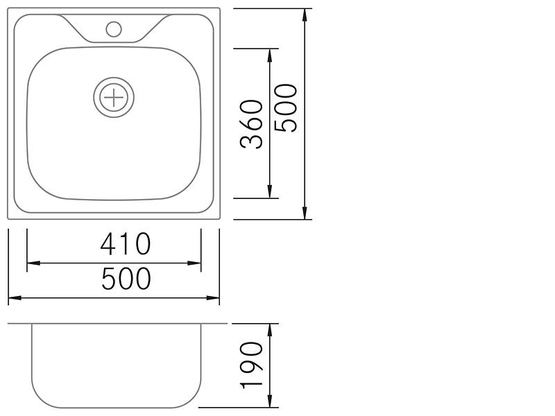 Fregaderos de cocina de diseño - EC 500 - Plano técnico