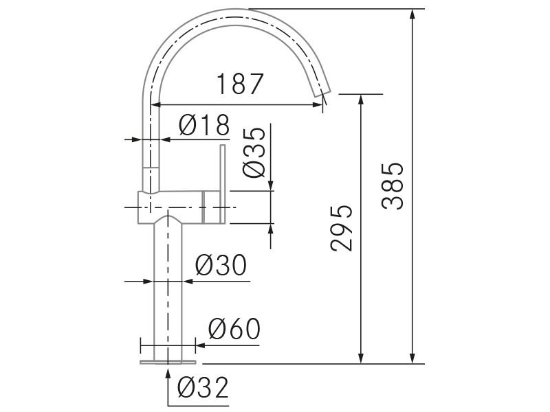 Grifos de cocina de diseño - Mithos - Plano técnico