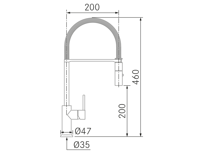 Grifos de cocina de diseño - Jet - Plano técnico