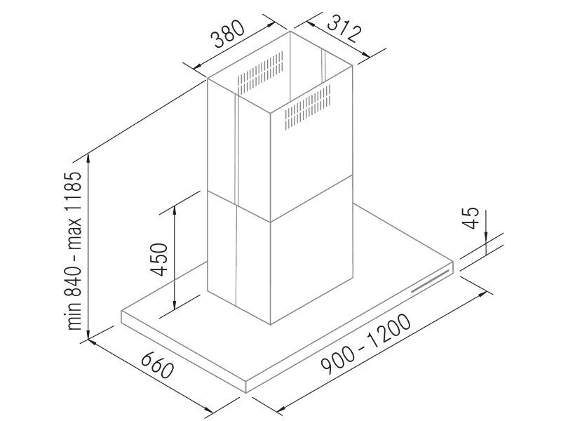 Campanas Extractoras de Cocina - Fine - Plano técnico