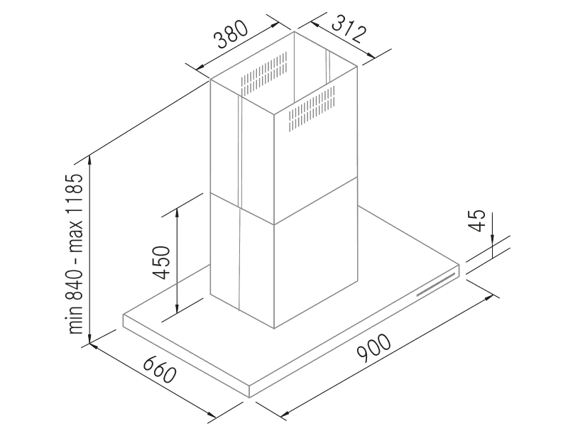 Campanas Extractoras de Cocina - Q-Fine - Plano técnico