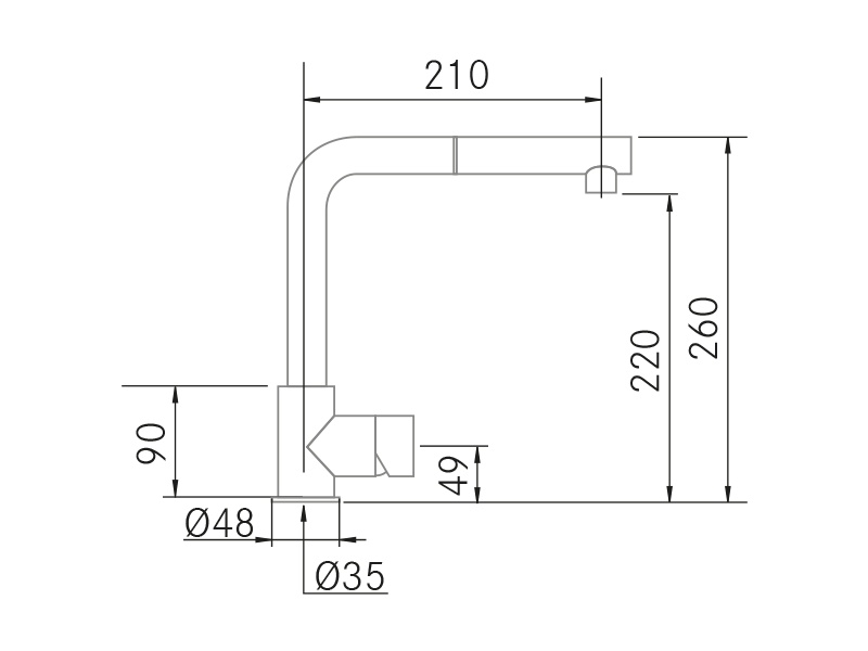 Grifos de cocina de diseño - Vita Nua-E - Plano técnico
