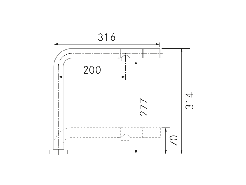 Grifos de cocina de diseño - Ligno - Plano técnico