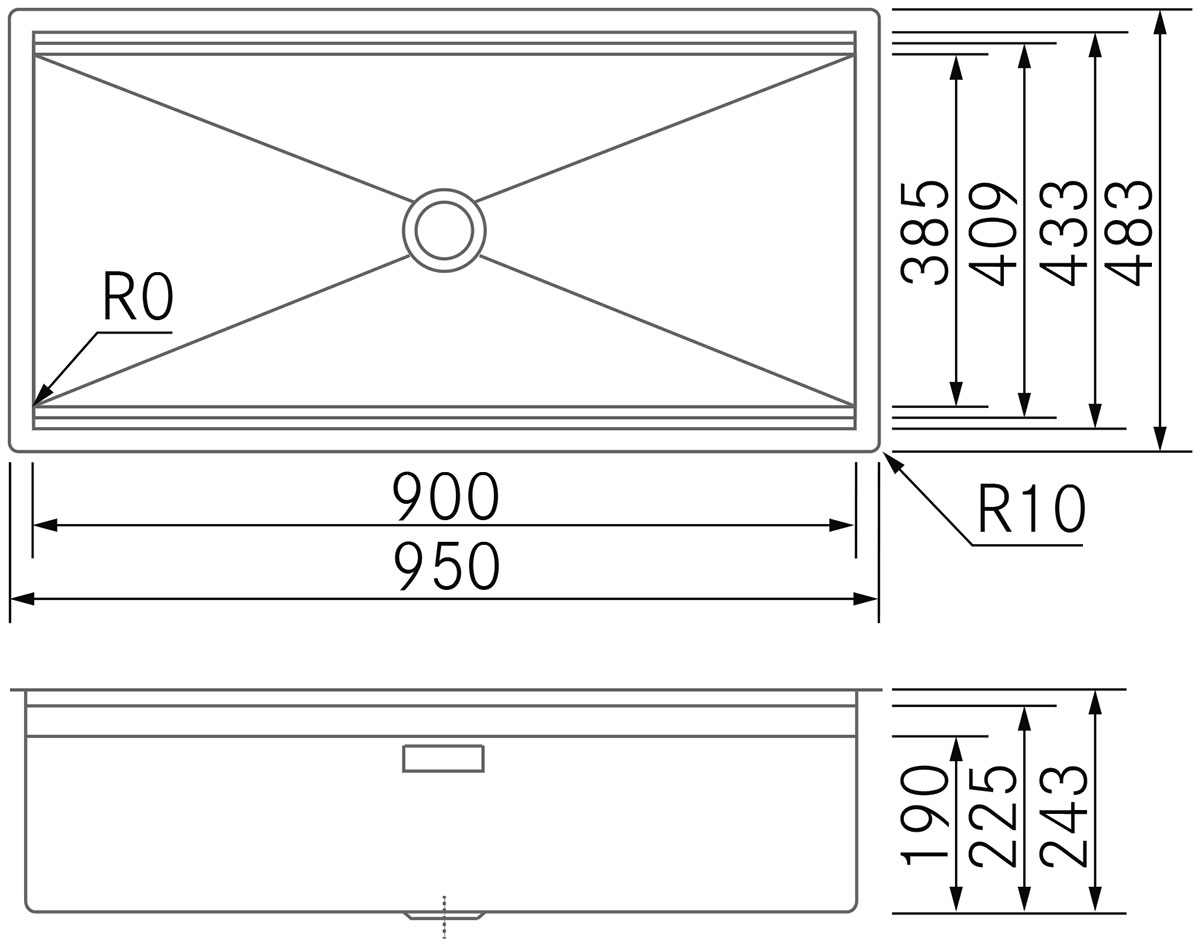 Fregaderos de cocina de diseño - Layer 90 - Plano técnico