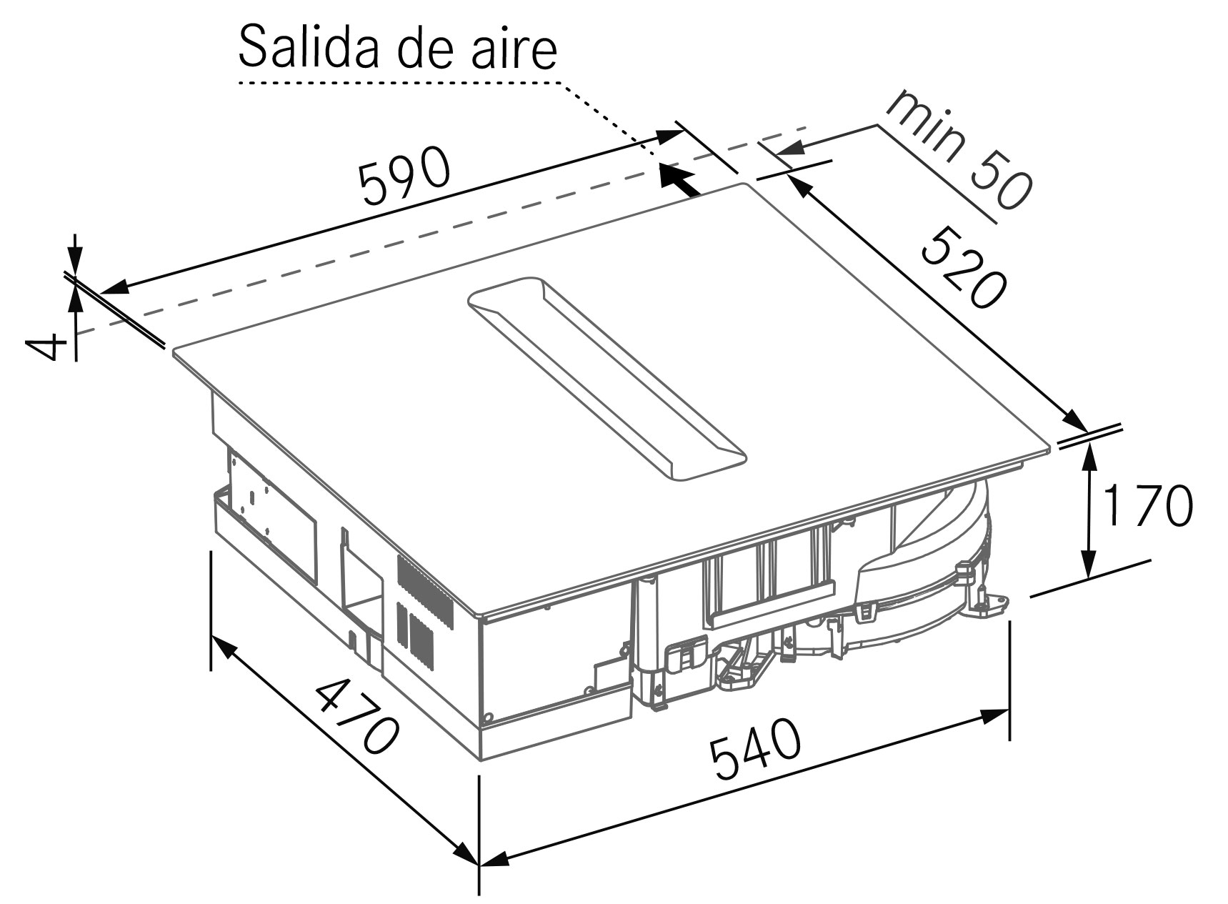 Campanas Extractoras de Cocina - Flow nexo - Plano técnico