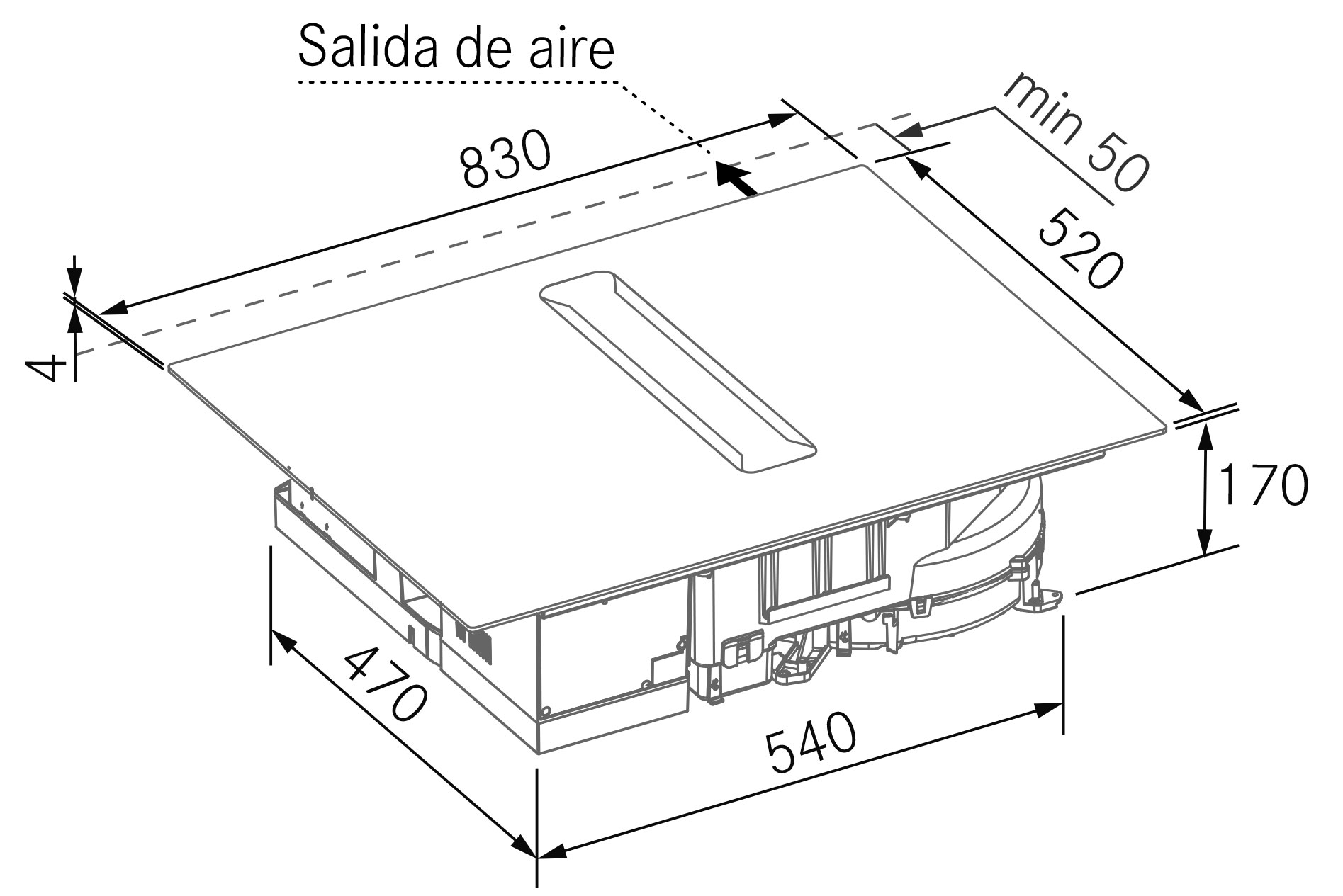 Campanas Extractoras de Cocina - Flow nexo - Plano técnico