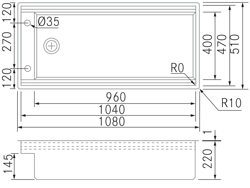 Fregaderos de cocina de diseño - Star BTK-M120 - Plano técnico